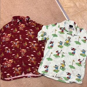 Lot of 2 Disney men’s size XS button up shirts
